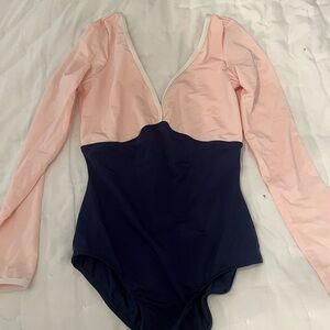 Mariia Pink and Navy Long Sleeve Leotard